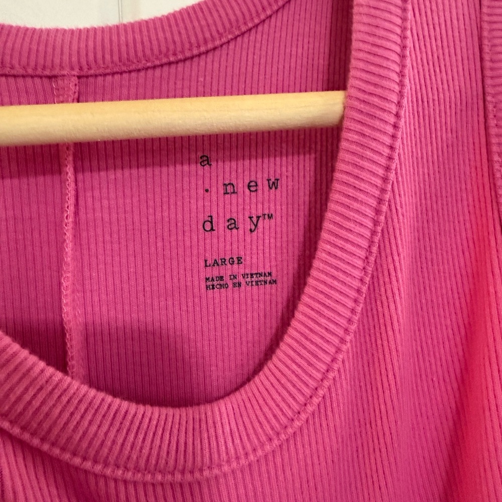 A New Day Ribbed Pink Tank Top dress size Large - Picture 3 of 3